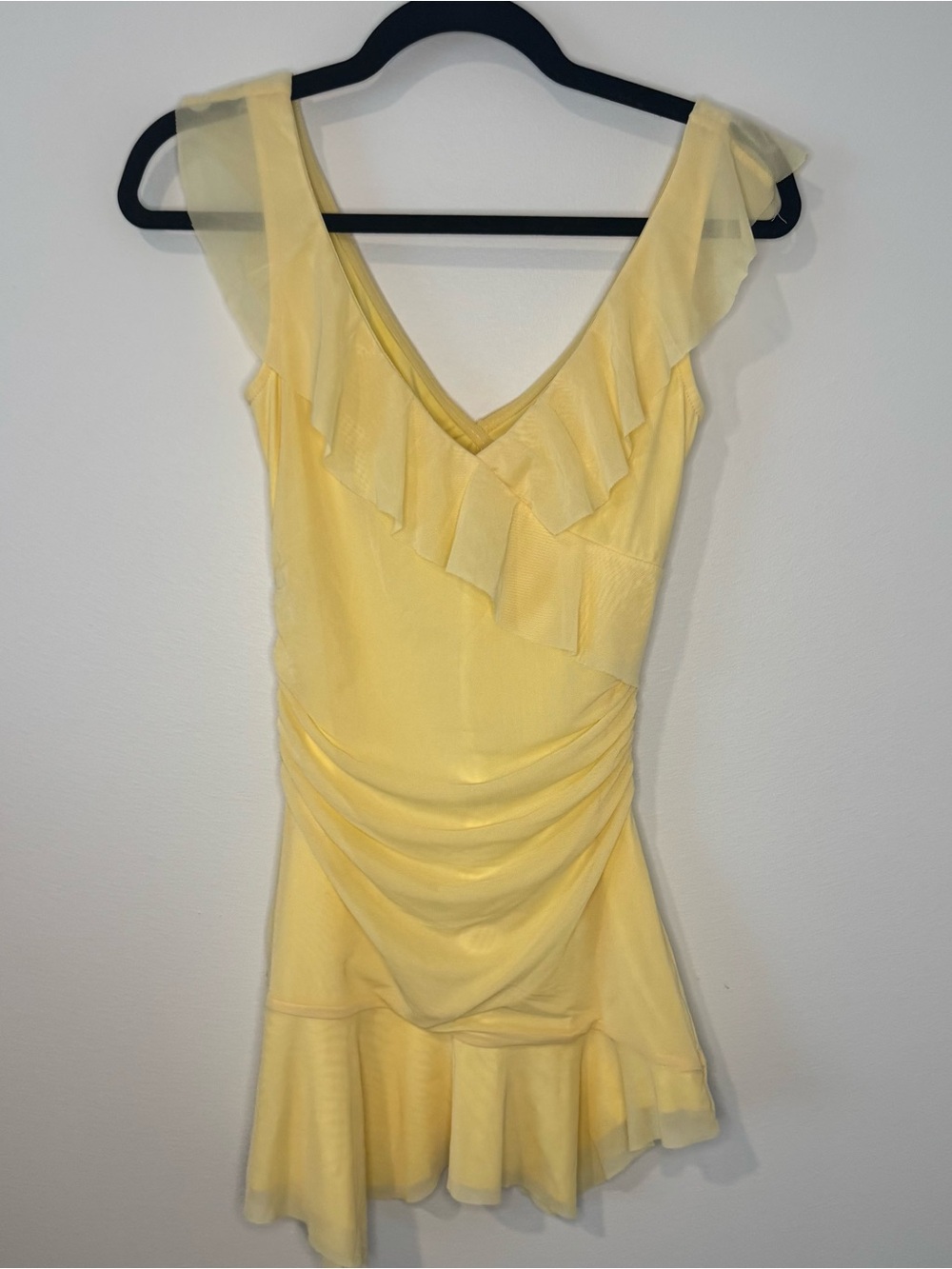 Peppermayo Shona Mini Dress Yellow Ruched Ruffle Mesh Party Dress US 6 NWT - Picture 6 of 12